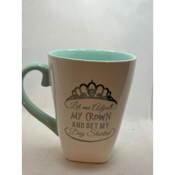 Let Me Adjust My Crown Ceramic Mug 12 Oz Mint Green Interior & Handle Bow Down I - Picture 5 of 6